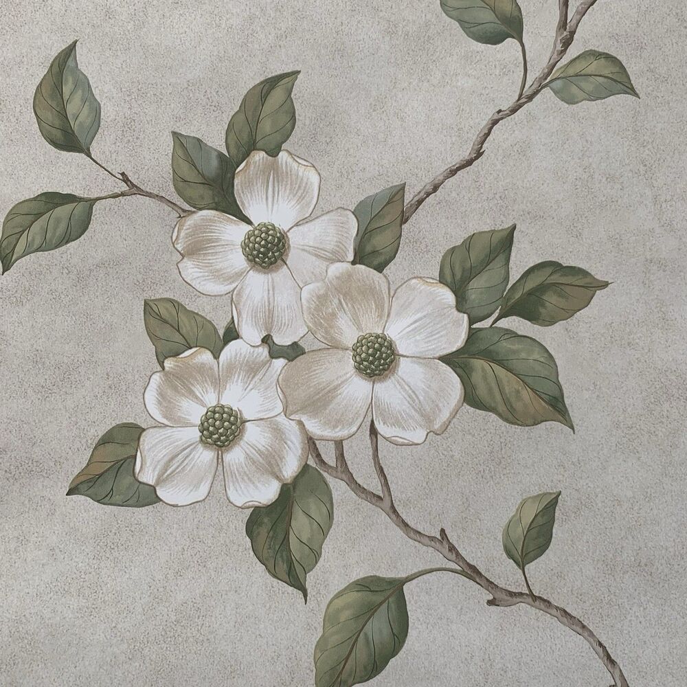 Vintage Beacon House Floral Dogwood Pattern Wallpaper Botanical